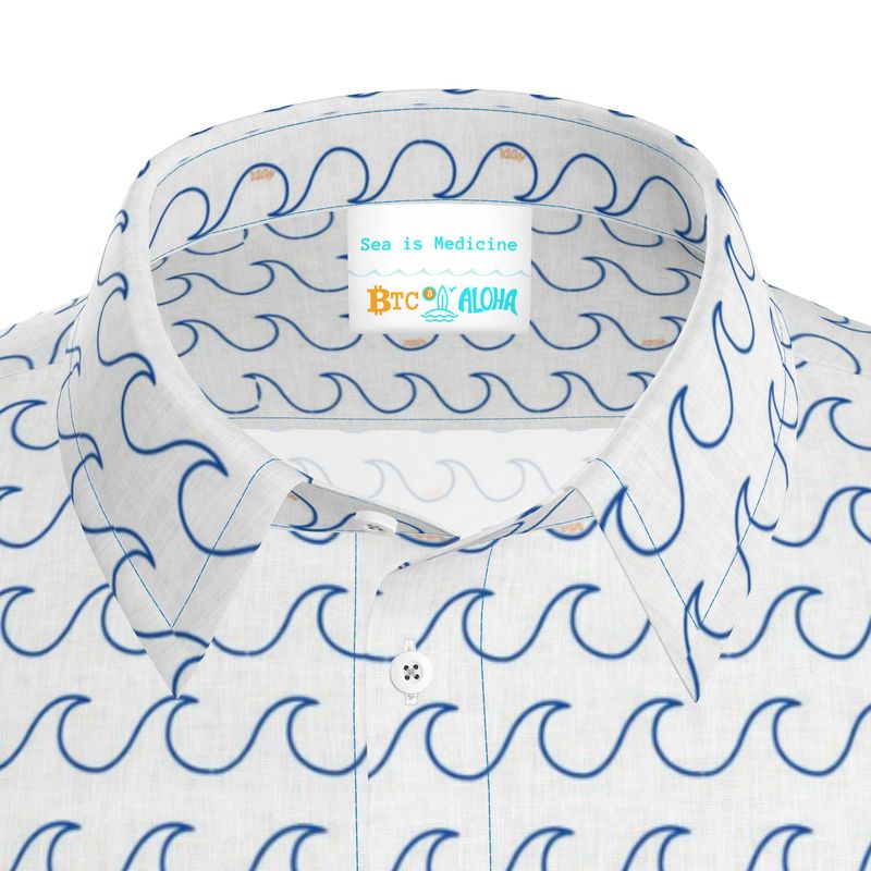 HODL 100 % White Linen Men's Aloha Shirt