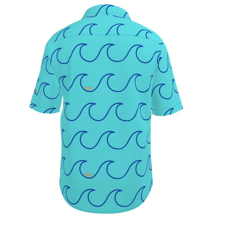 Mens Organic Cotton Aloha Shirt – Bali Blue HODL Wave
