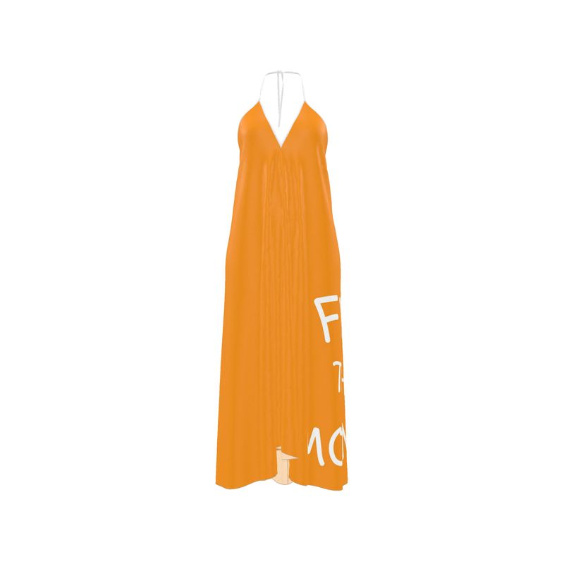 Fix The Money Backless Halter Dress in Orange Silk – BTC Aloha by Sea is  Medicine