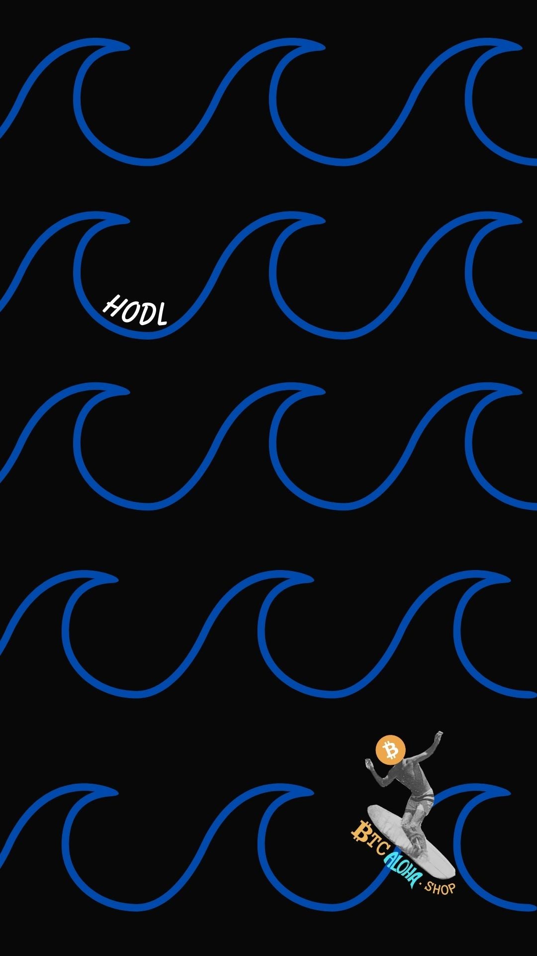 Wallpaper for your desktop & mobile BTC Aloha HODL wave in black