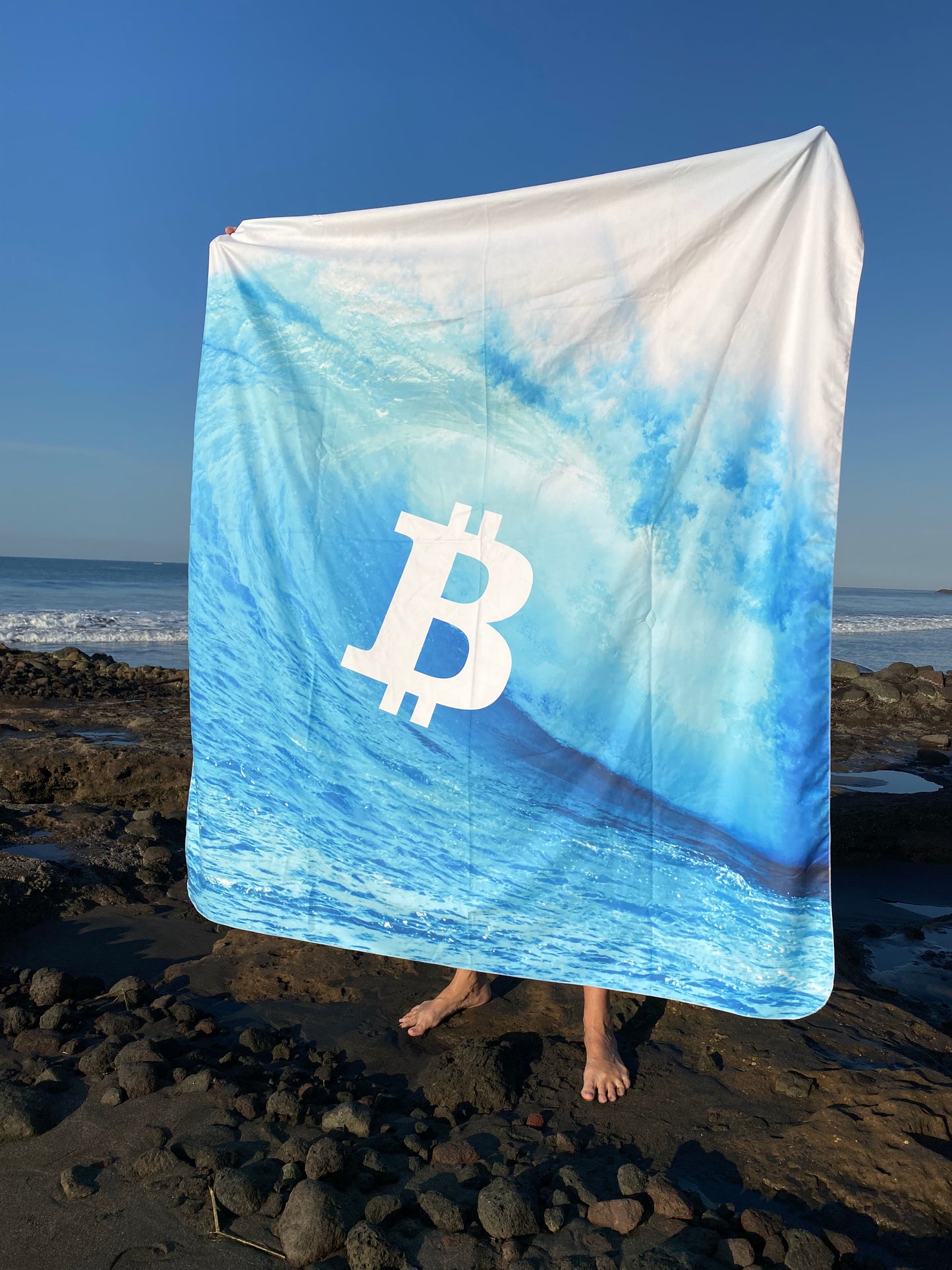 Giant Catch the Blue Bitcoin Wave, Luxury MicrofiberTowel
