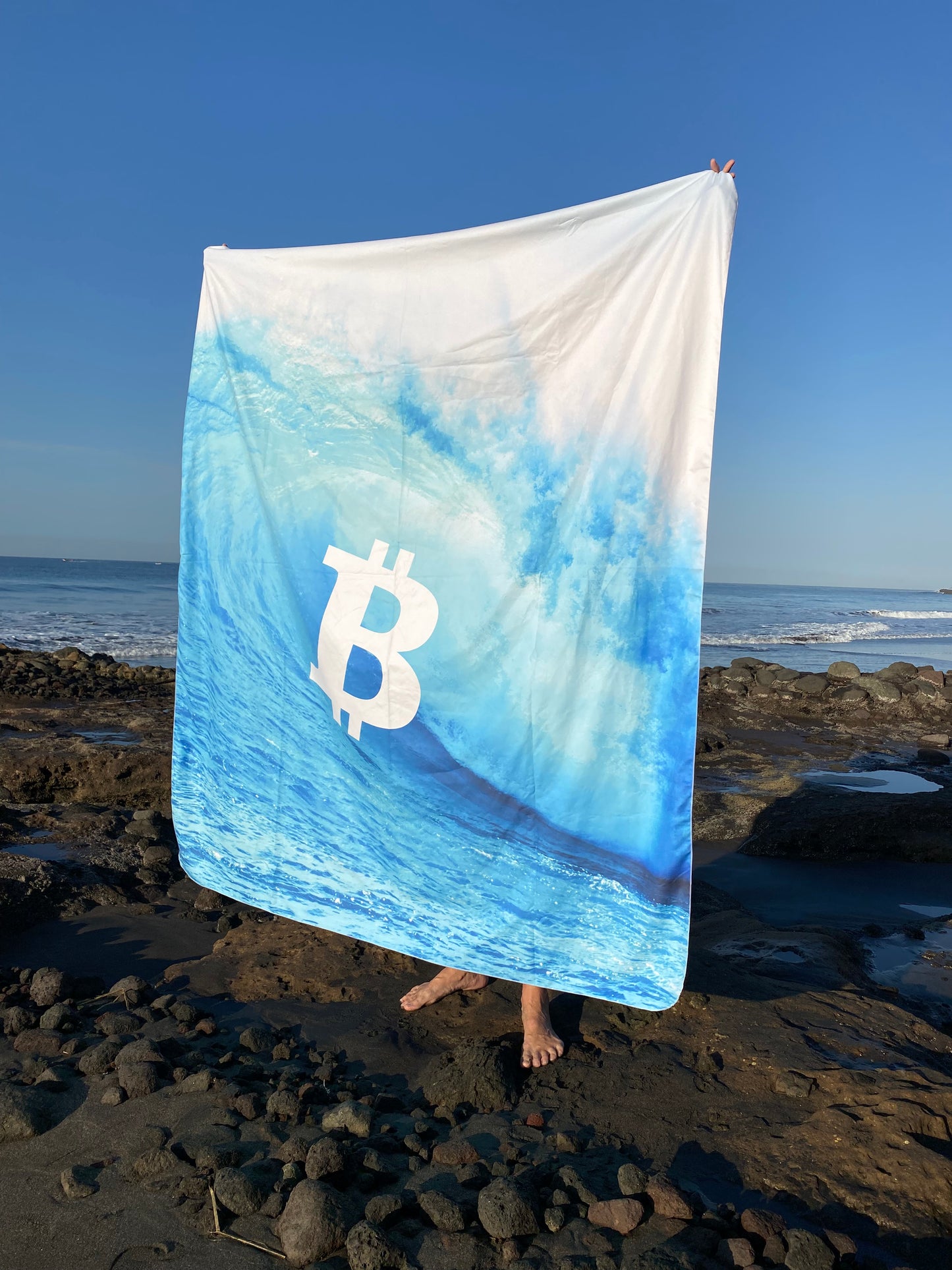 Giant Catch the Blue Bitcoin Wave, Luxury MicrofiberTowel