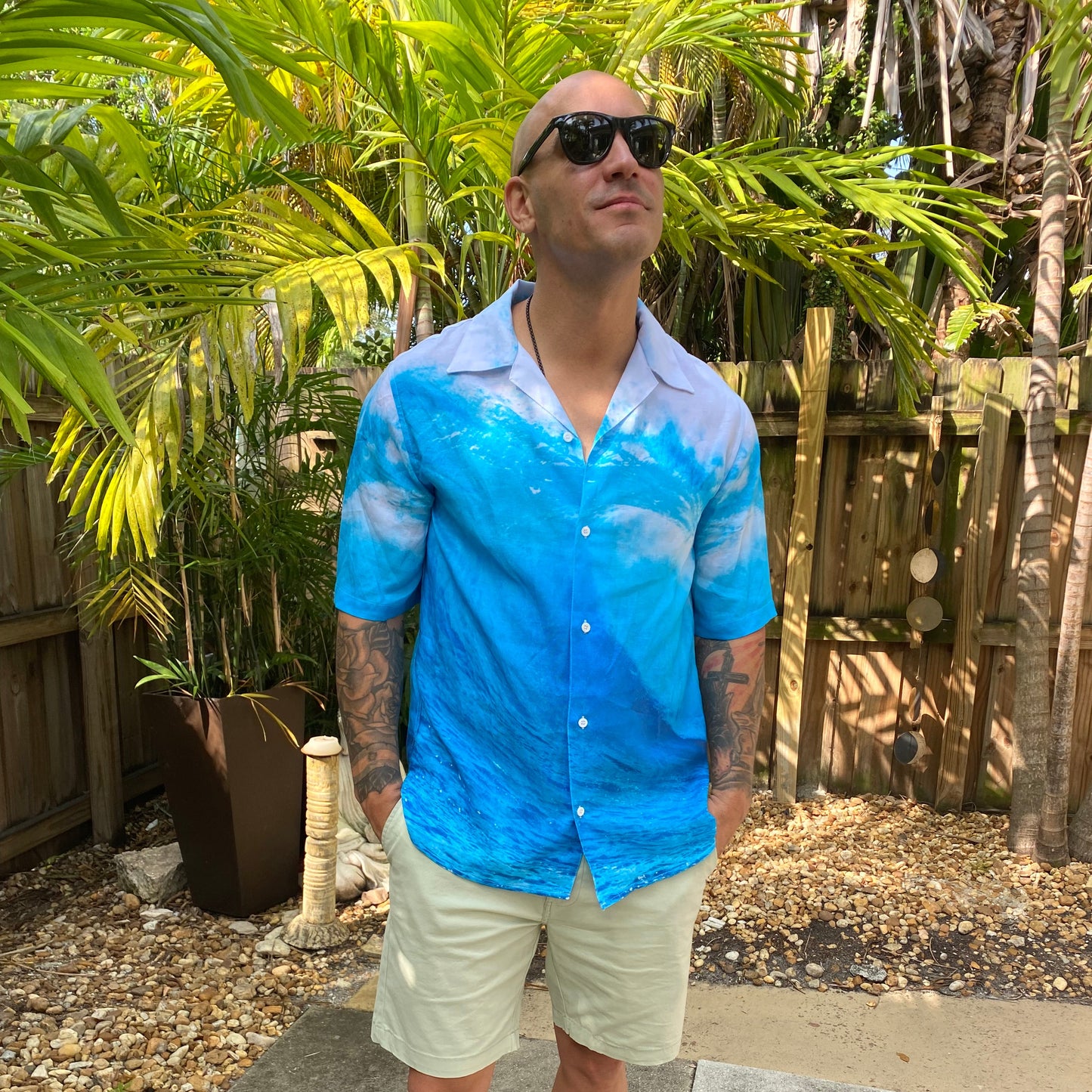 Men's Bitcoin Wave Aloha Surf Shirt Hemp Tencel Blend
