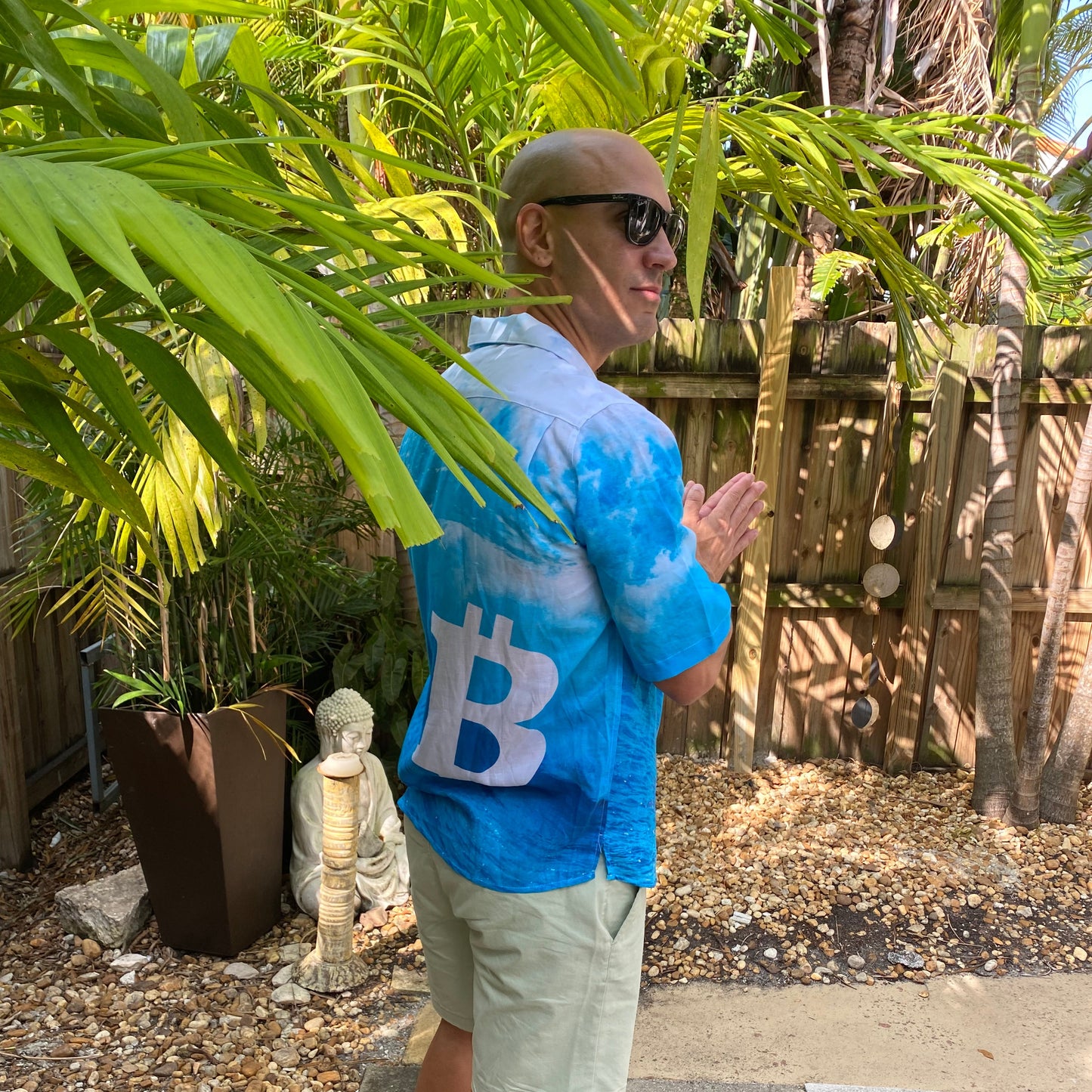 Men's Bitcoin Wave Aloha Surf Shirt Hemp Tencel Blend