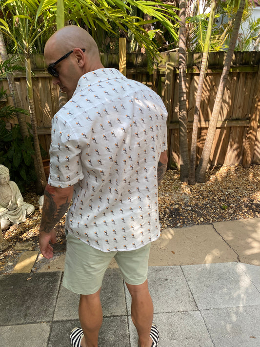 Bitcoin Surfer Organic Cotton Men's Aloha Shirt – White
