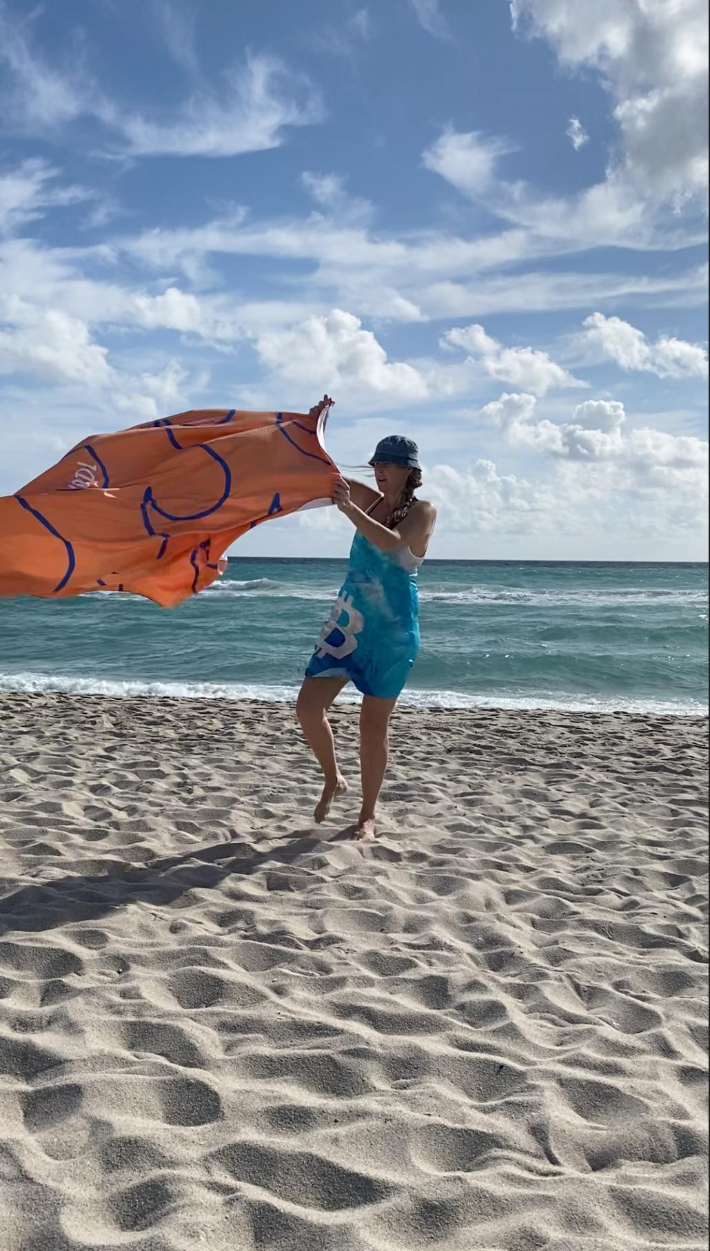 Orange HODL wave print Giant Luxury Microfiber towel