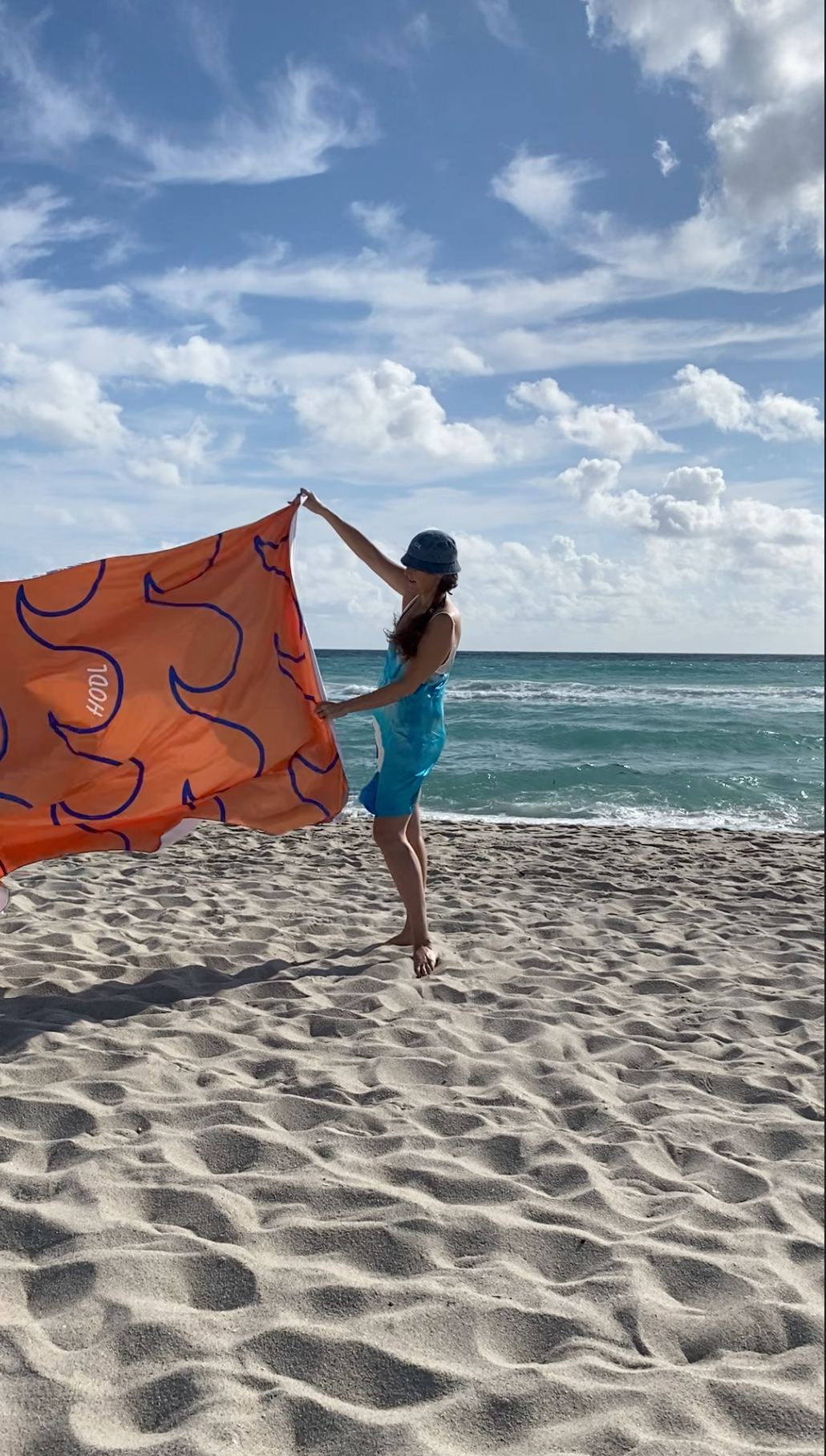 Orange HODL wave print Giant Luxury Microfiber towel