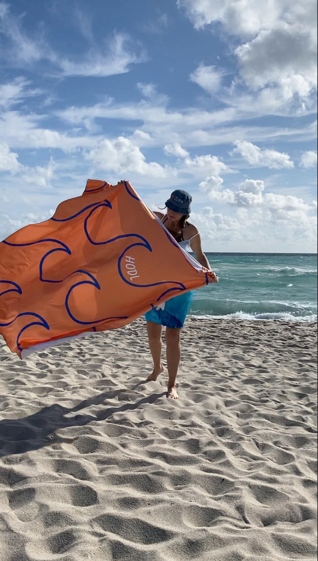 Orange HODL wave print Giant Luxury Microfiber towel