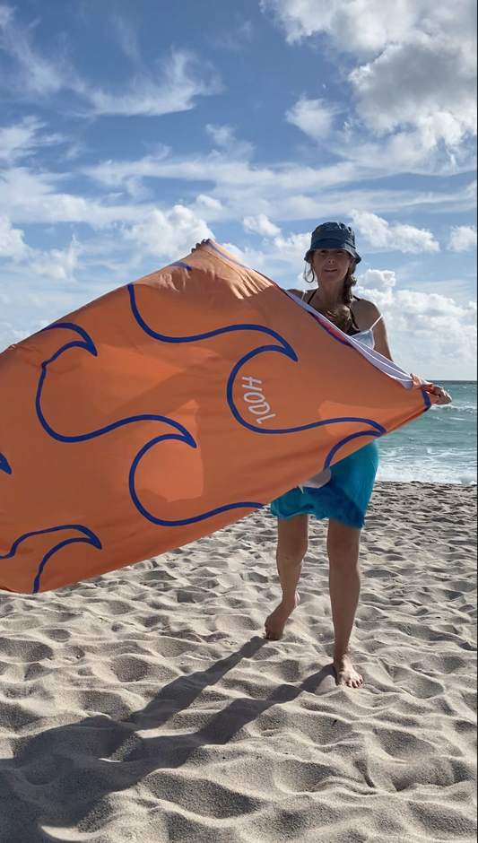 Orange HODL wave print Giant Luxury Microfiber towel