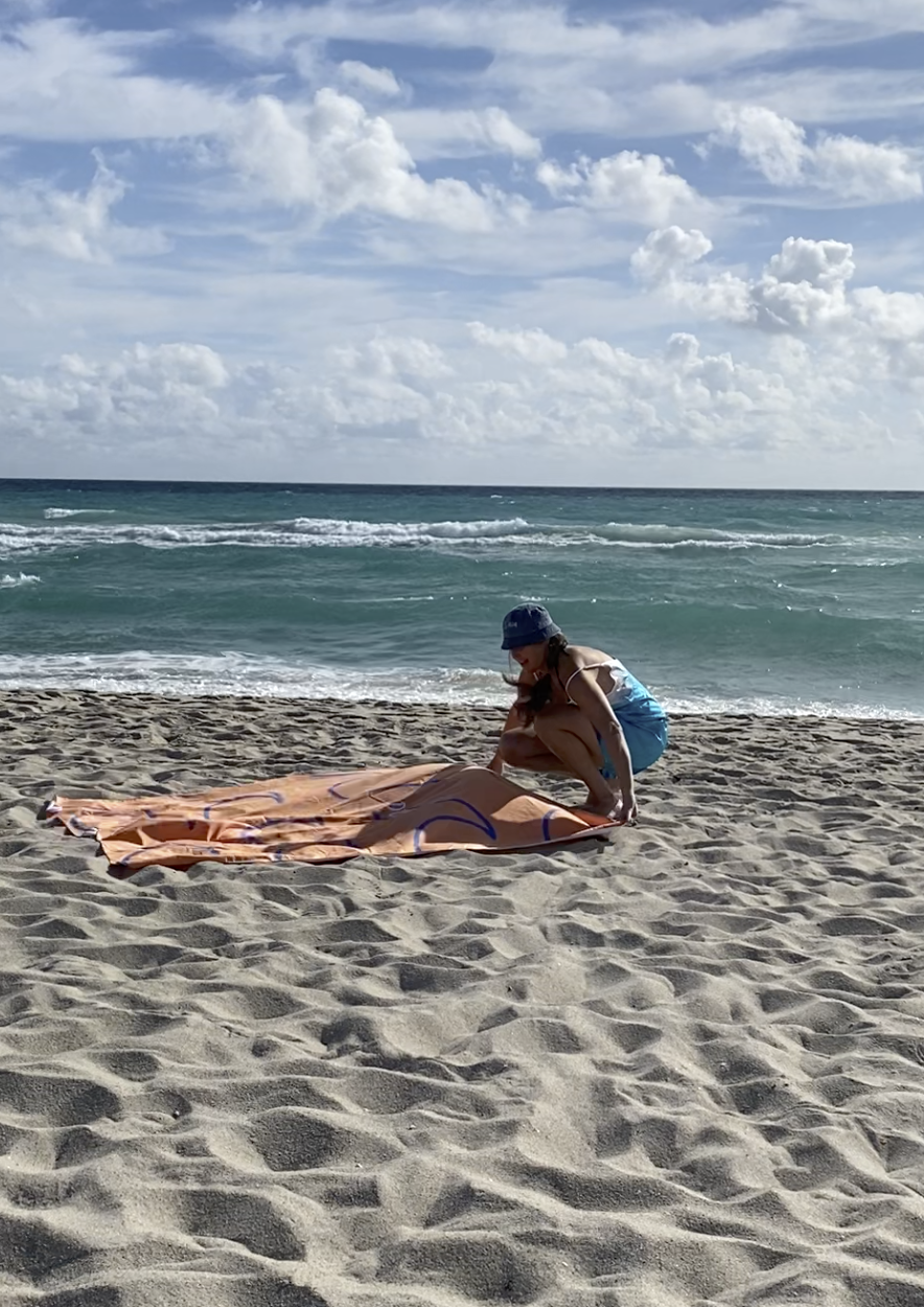 Orange HODL wave print Giant Luxury Microfiber towel