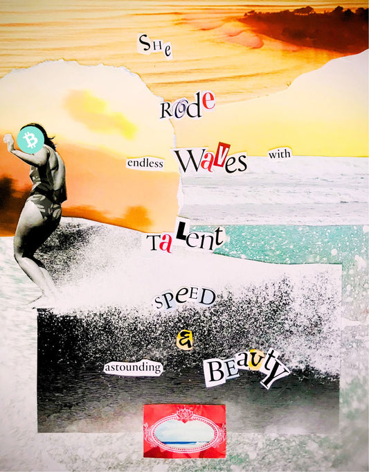 She Rode Endless Waves Bitcoin Archival Mini Print