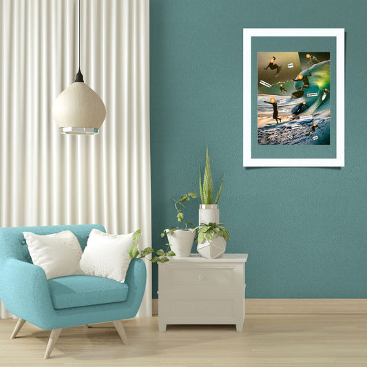 Freedom, Speed, Style Bitcoin! Framed original, handmade paper collage by Sea is Medicine